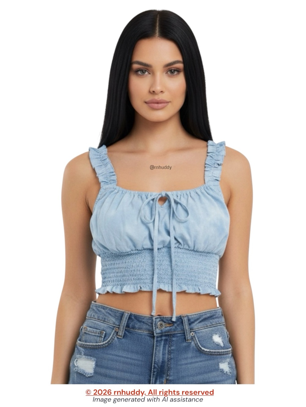 Love Tree M blue cloud-dyed crop top